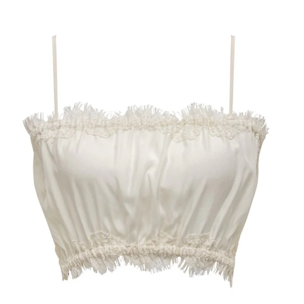 Gold Hawk Coco Bandeau Silk Top in Dove White Cream